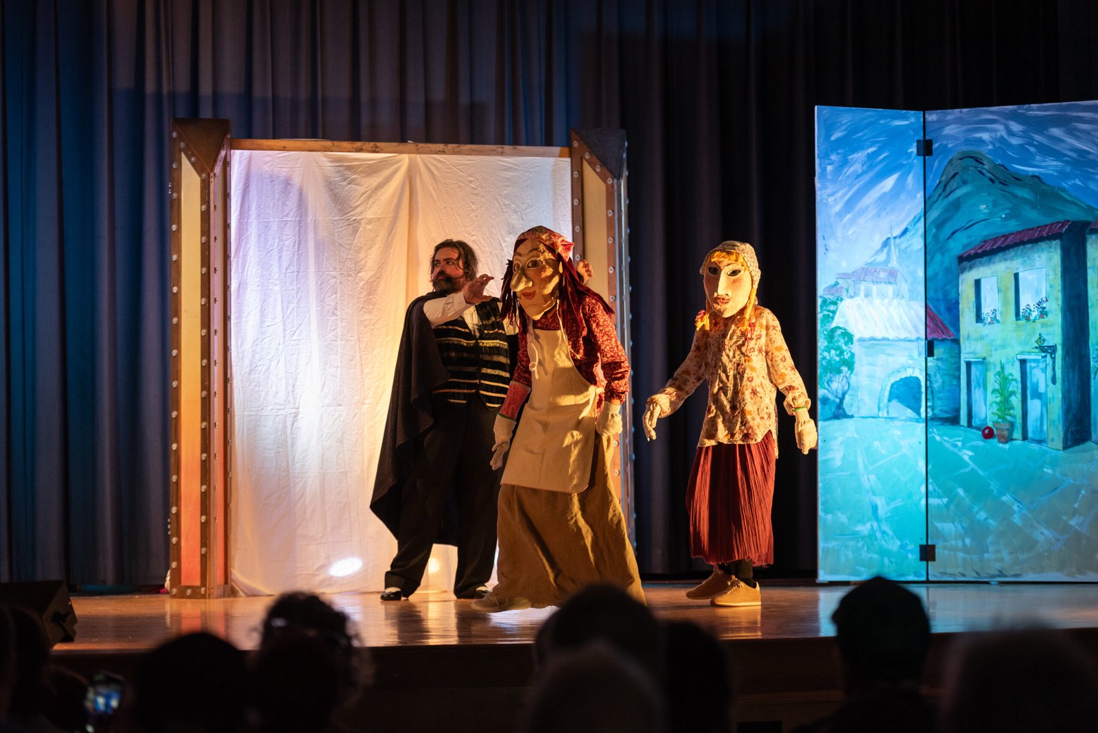 Ben Tremblay as the Puppet Master, Maddie Janacek and Lexie Wood as puppets
